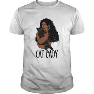 Black Woman Cat Lady Shirt